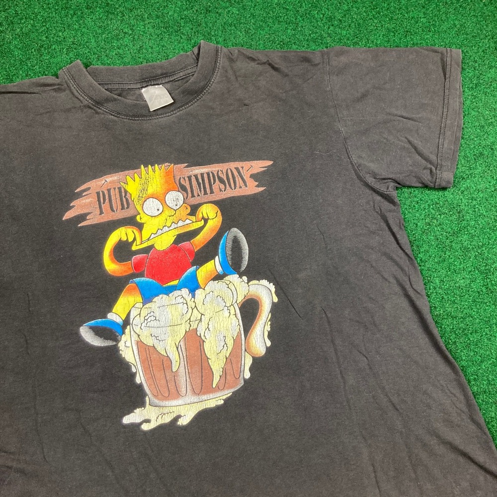 Vintage Bart Simpson Shirt Mens S Black Pub Simpson Duff Beer‎ Funny Cartoon 90s